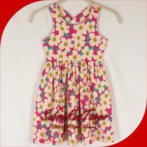 NWT Hanna Andersson Crossback Skater Dress Pockets Bold Poppy Print Pink 140 10